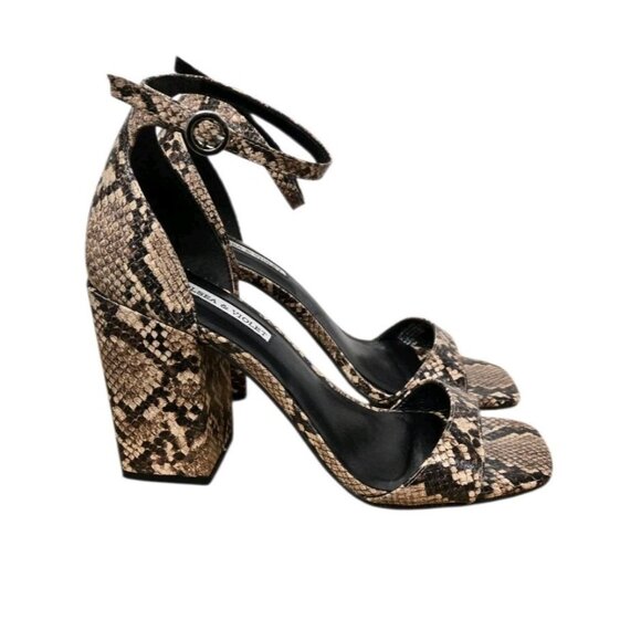 Chelsea & Violet Tara Womens Size 8 Snake Print Ankle Strap Peep Toe Sandals - Picture 3 of 8